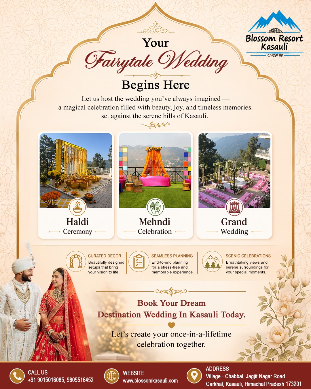 Blossom Resort Kasauli hill wedding setup